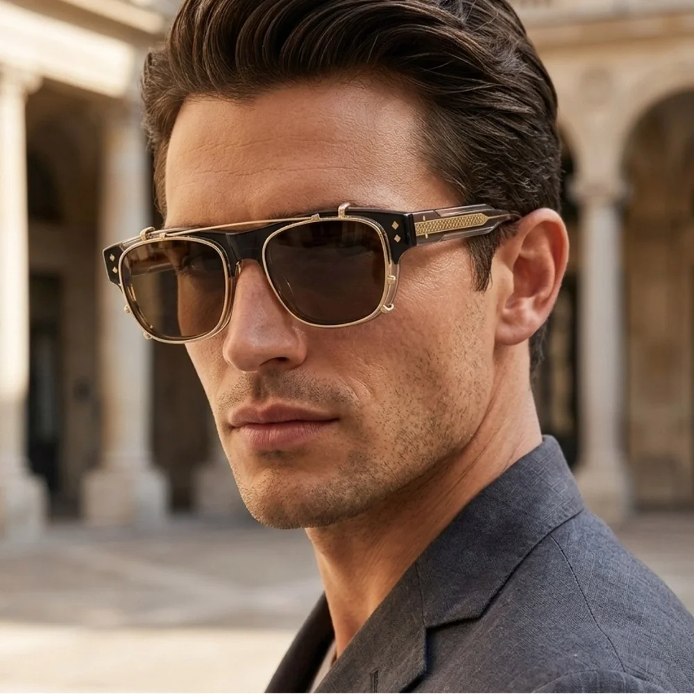 New! Dior CD DIAMONDO S10I 64BB Stylish Crystal Brown Clip On Sunglasses Men